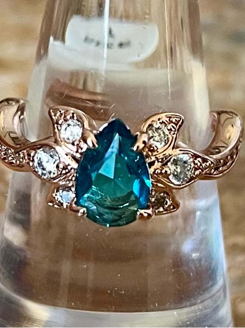 Bomb Party Mila Bella RBP2256 UNICORN ALERT Paraiba & White Topaz Ring RETRO HTF